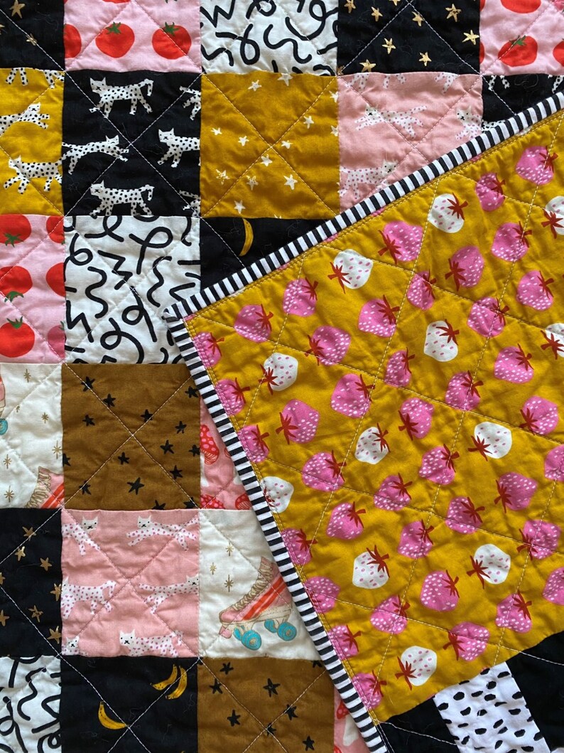 Handmade Modern Patchwork Throw Quilt Etsy