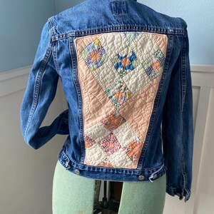 Upcycled Jean Jacket w/Vintage Quilt Back image 5