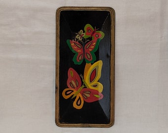 Hand Painted Decorative Metal Tray with Butterflies