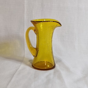 Hand Blown Crackle Glass Pitcher Creamer