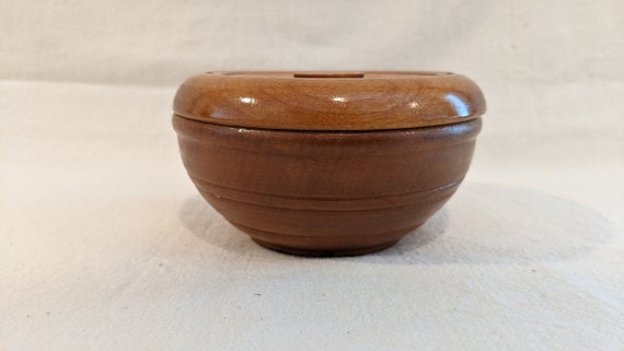 Turned Wood Trinket Bowl with Lid Mid Century - image 4