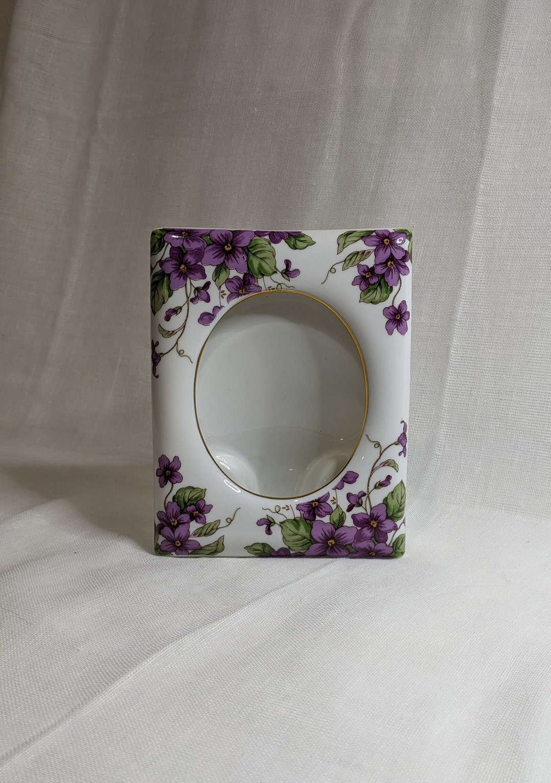 Porcelain Tabletop Photo Frame With Violets Lefton Exclusives 00287 - Etsy