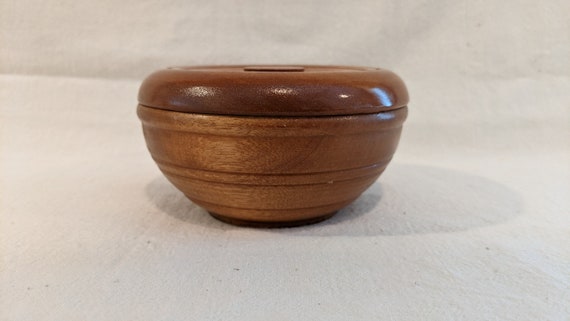 Turned Wood Trinket Bowl with Lid Mid Century - image 3