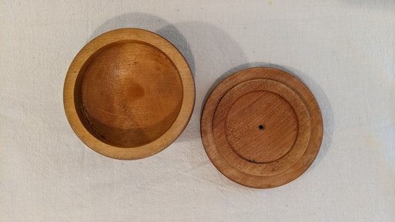 Turned Wood Trinket Bowl with Lid Mid Century - image 6