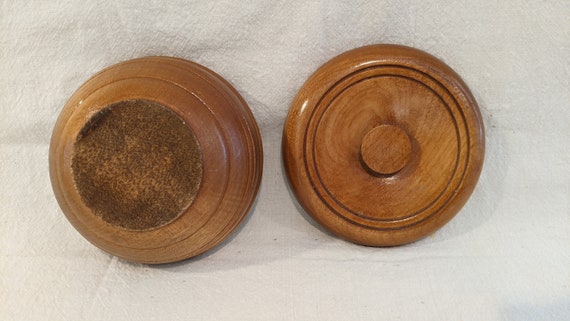 Turned Wood Trinket Bowl with Lid Mid Century - image 7