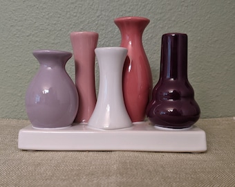 Cluster of Mini Ceramic Vases on Stand