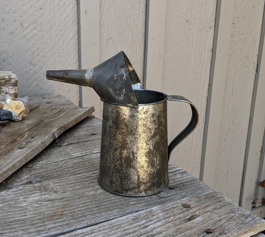 Old Tin Oil Can Pitcher - Etsy