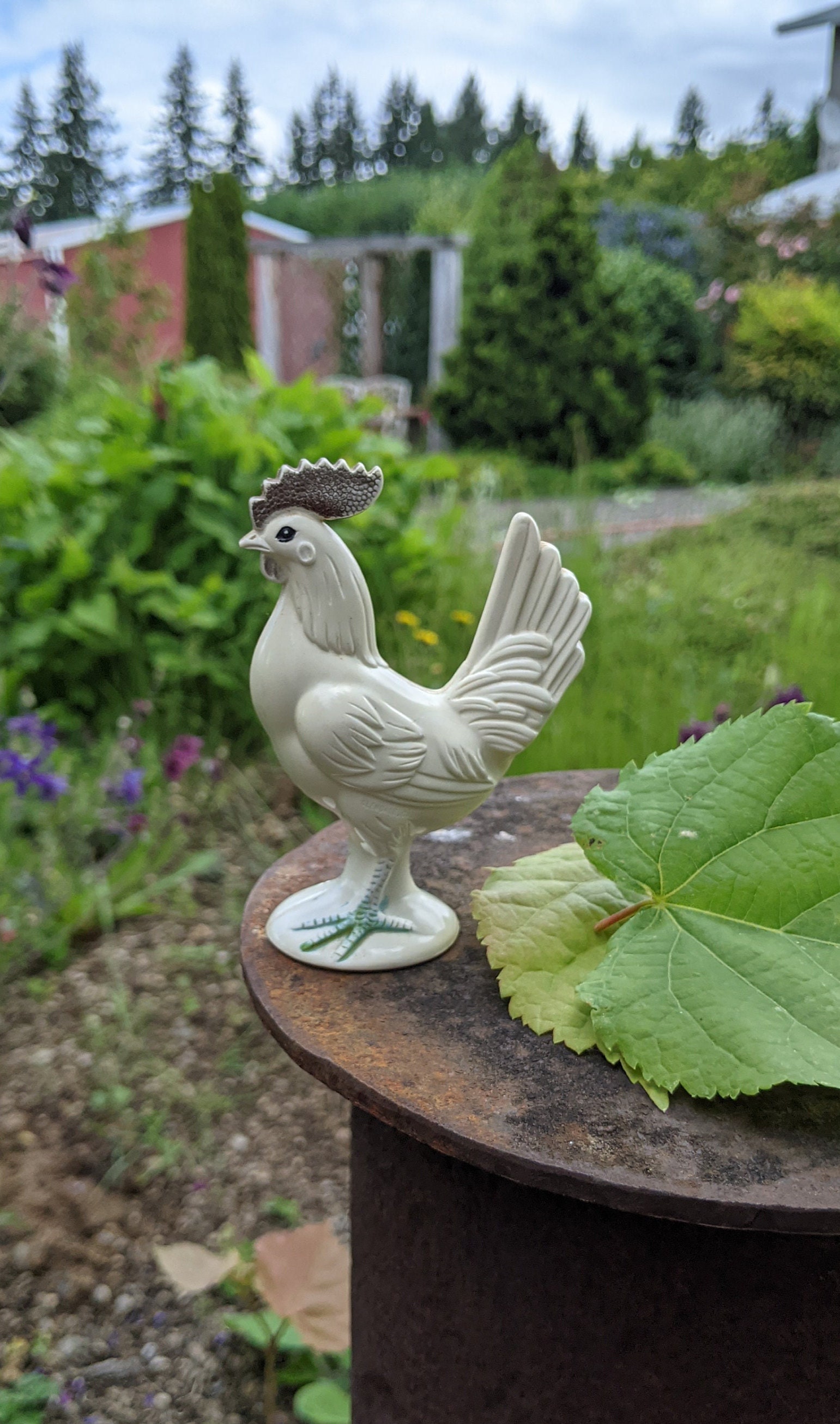 Celluloid Hard Plastic White Chicken Rattle Toy Knickerbocker