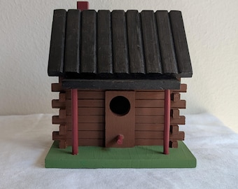 Hand Painted Log Cabin Bird House