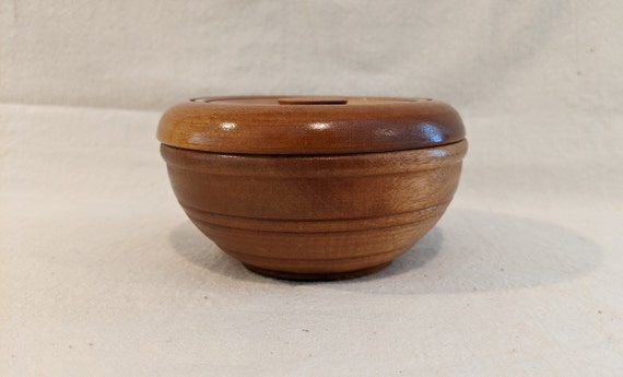 Turned Wood Trinket Bowl with Lid Mid Century - image 1