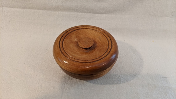 Turned Wood Trinket Bowl with Lid Mid Century - image 2