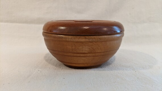 Turned Wood Trinket Bowl with Lid Mid Century - image 5