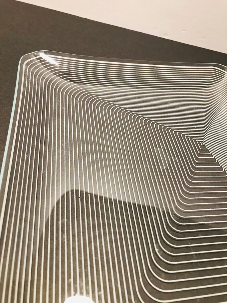 Vtg Lausitzer Glas Kristall Op Art Rectangle Tray Crystal Germany 128 ...