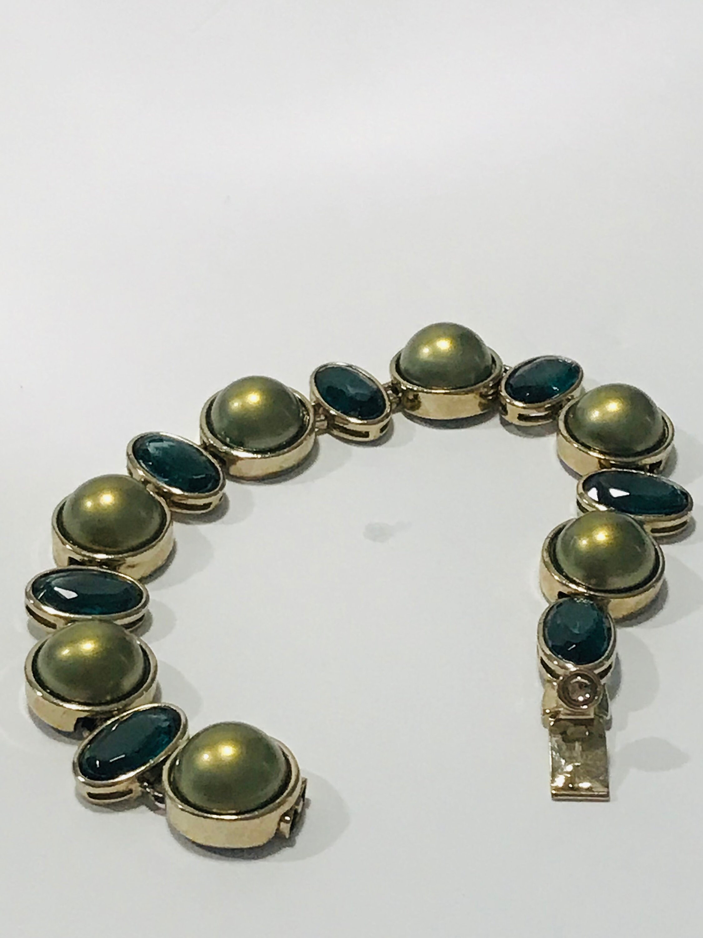 Vintage Bracelet With Green Stones - Etsy