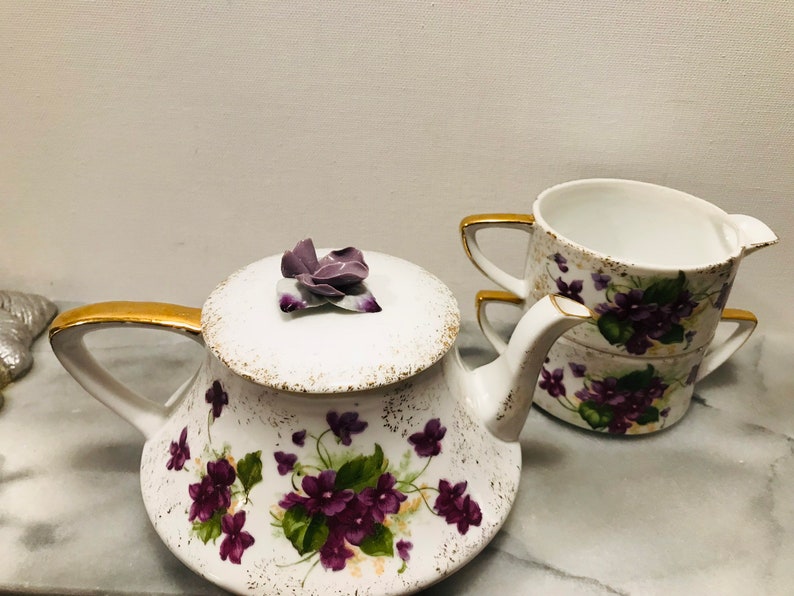 Rare Stackable Teapot Creamer & Sugar Bowl Set by Lefton Hand Etsy