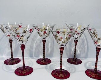 Pier 1 Imports Gold Leaf Martini Glasses Set of 6