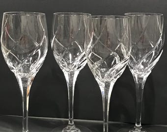 Olympus MIKASA Set of 4 Crystal Water Goblets Discontinued 9” Tall