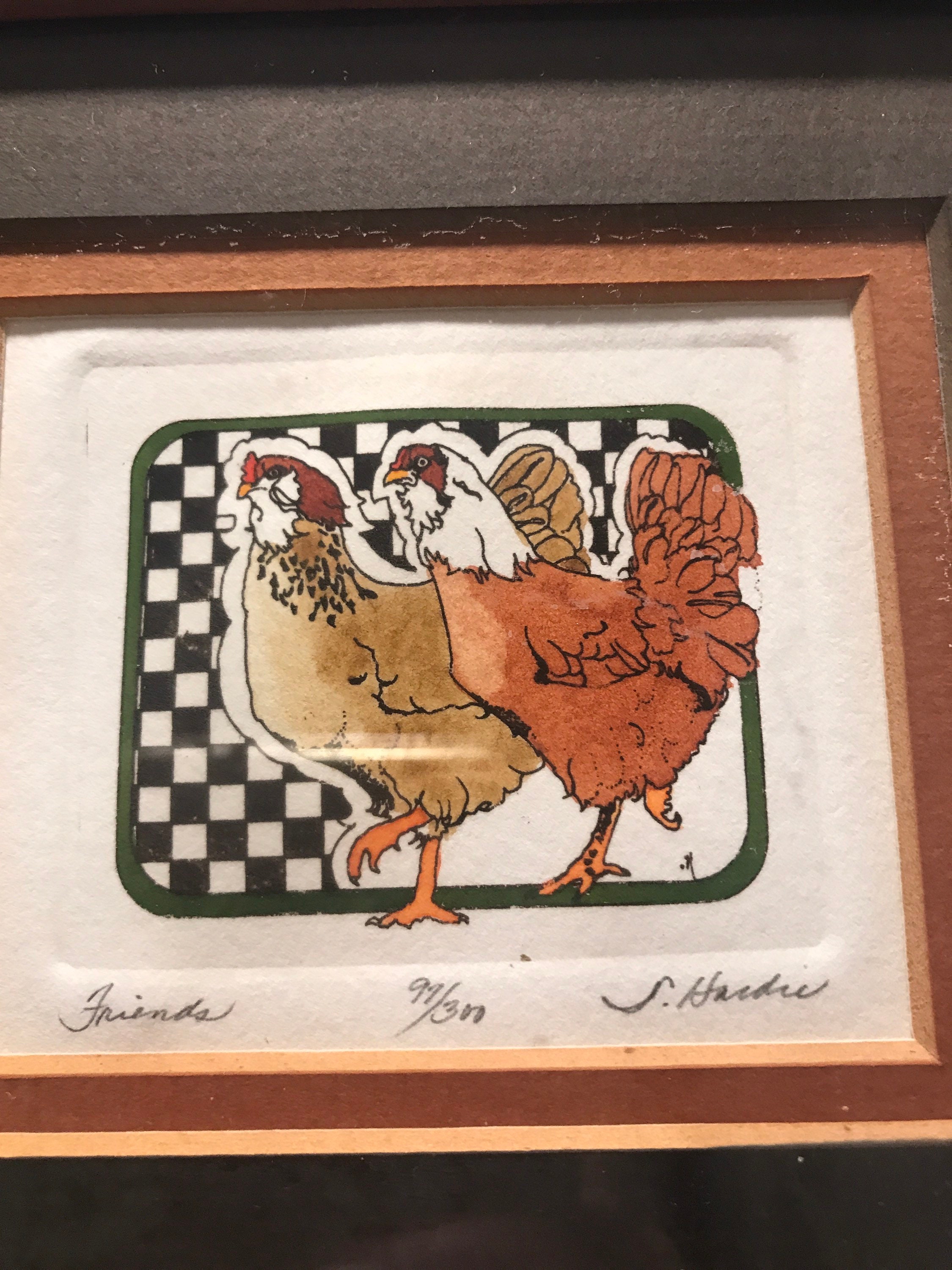 Onion Creek Studio Darlene Hardie Rooster Etching. Signed and Numbered