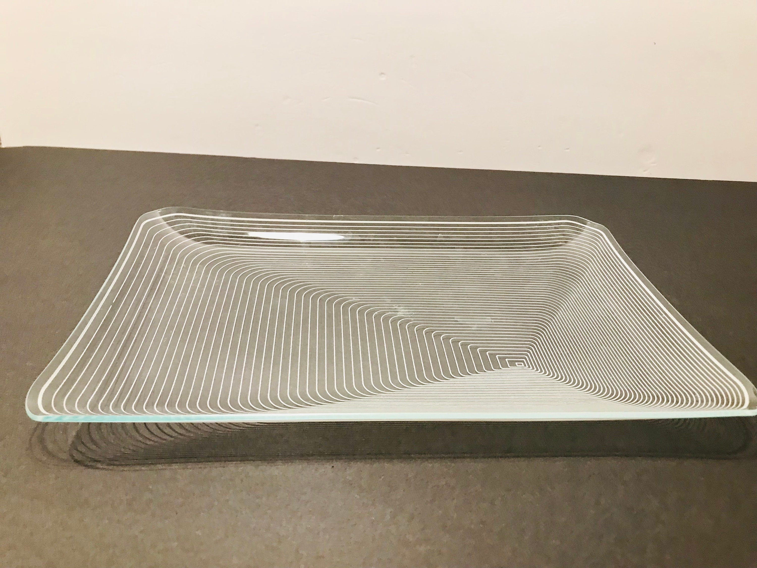Vtg Lausitzer Glas Kristall Op Art Rectangle Tray Crystal Germany 128 ...