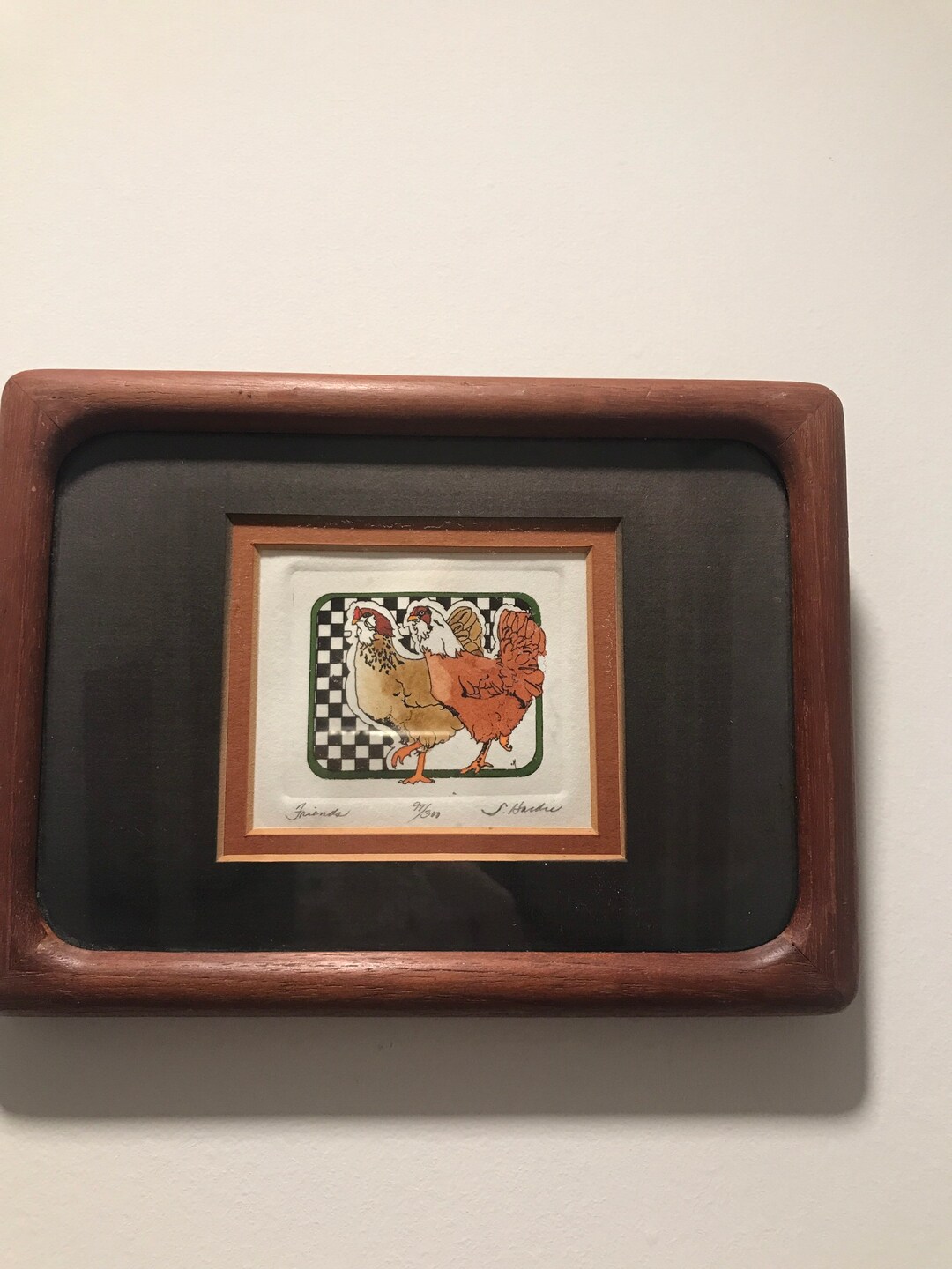 Onion Creek Studio Darlene Hardie Rooster Etching. Signed and Numbered