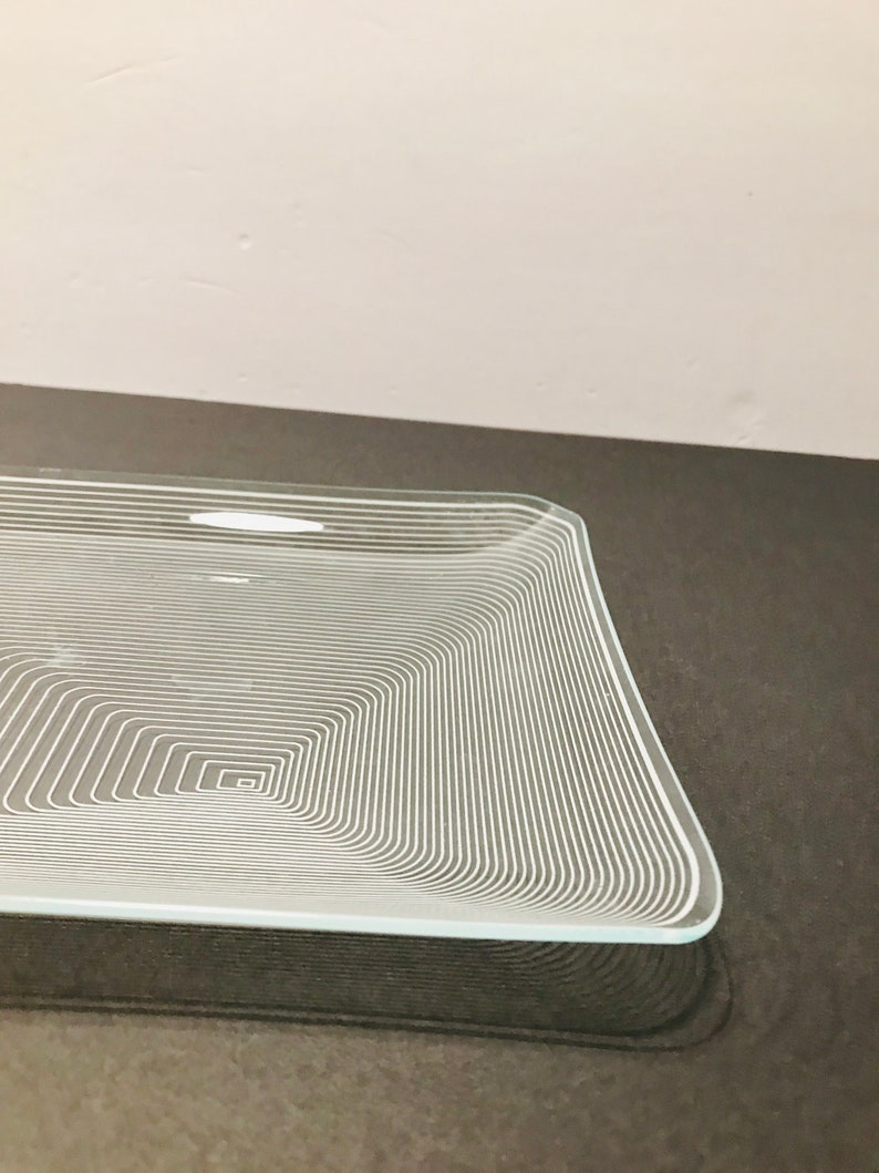 Vtg Lausitzer Glas Kristall Op Art Rectangle Tray Crystal Germany 128 ...