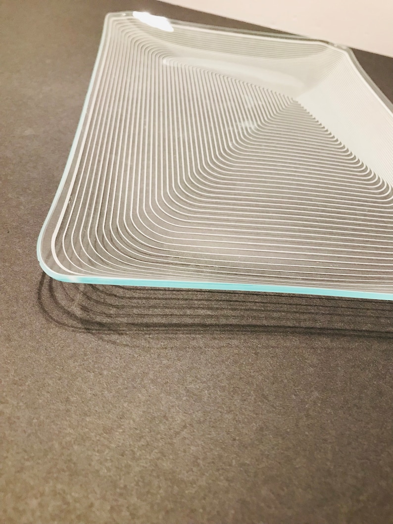 Vtg Lausitzer Glas Kristall Op Art Rectangle Tray Crystal Germany 128 ...