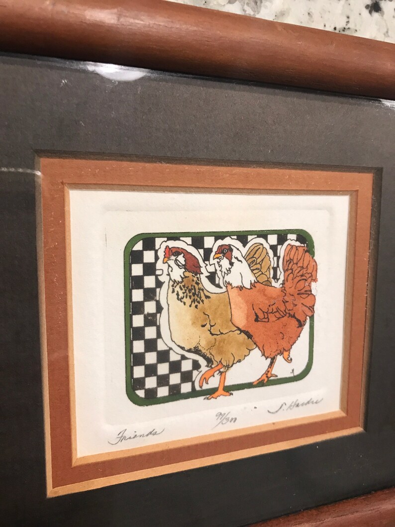 Onion Creek Studio Darlene Hardie Rooster Etching. Signed and Numbered