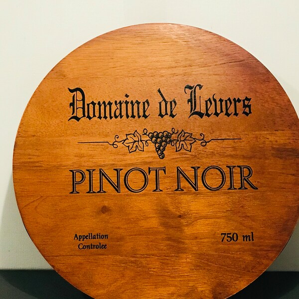 Vintage Domaine De Levers Pinot Noir Wood Cutting or Decorative Board 12.5”