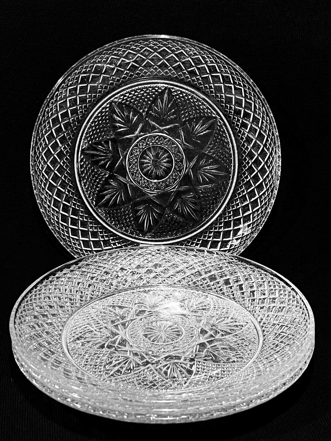 Vintage Cristal D’arque Luncheon Plates Set of 4 Pressed Glass Durand ...