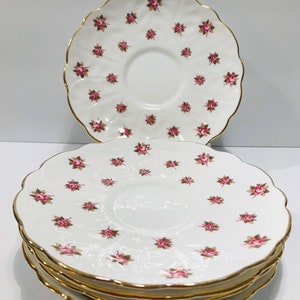 Vintage AYNSLEY 5 Saucers “Grotto Rose” Fine Bone China England 5.75”