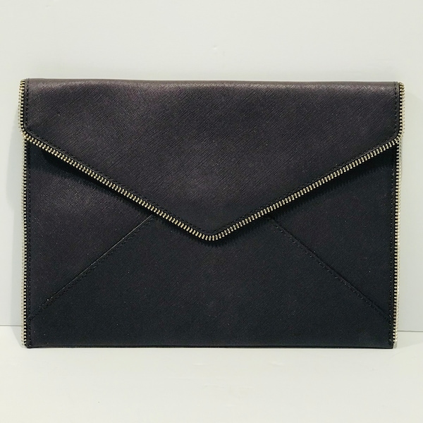 Rebecca Minkoff Leo Genuine Texture Leather Purple Fold over Envelope Clutch
