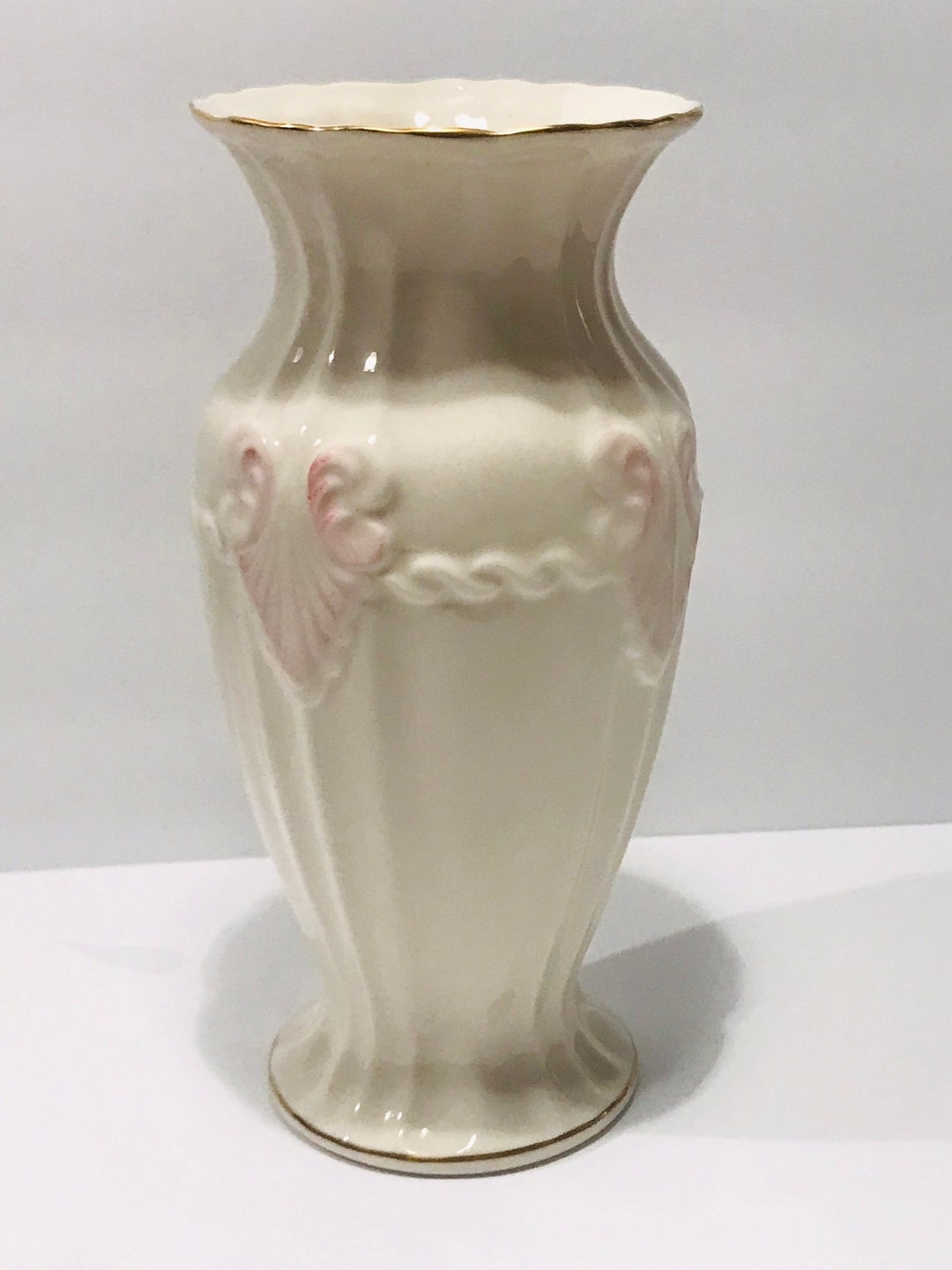 Vintage Belleek Fluted Shell Vase 9 Discontinued Etsy