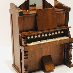 Vintage Stackman Miniature Pump Organ 1:12 Wood Musical Box Dollhouse Furniture