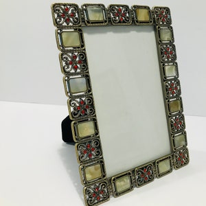Vintage Pewter and Mother of Pearl Photo Frame 7.5”-5.5”