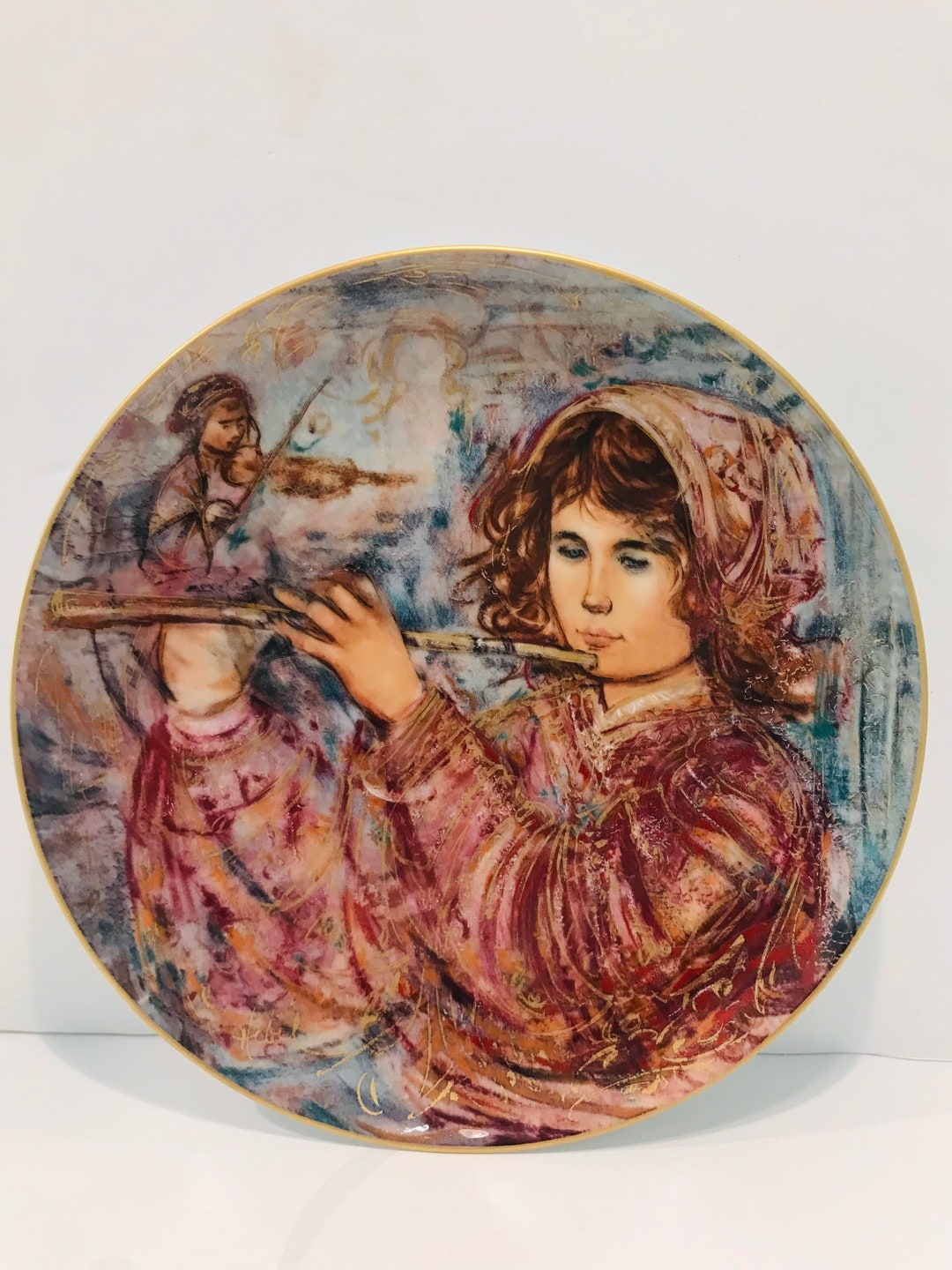Vintage Edna Hibel Limited Edition Collectible Plate Ednas Music