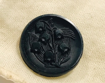 Rare 1800’s 6 Antique DEKNATEL Button Black Glass  | Dec.28,1880 Deknatel Patent 1”