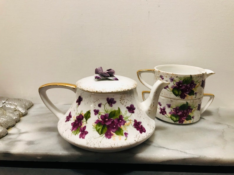 Rare Stackable Teapot Creamer & Sugar Bowl Set by Lefton Hand Etsy