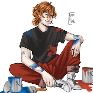 Chuuya, With Paint This Time 7x7 Print (Chuuya Nakahara BSD)
