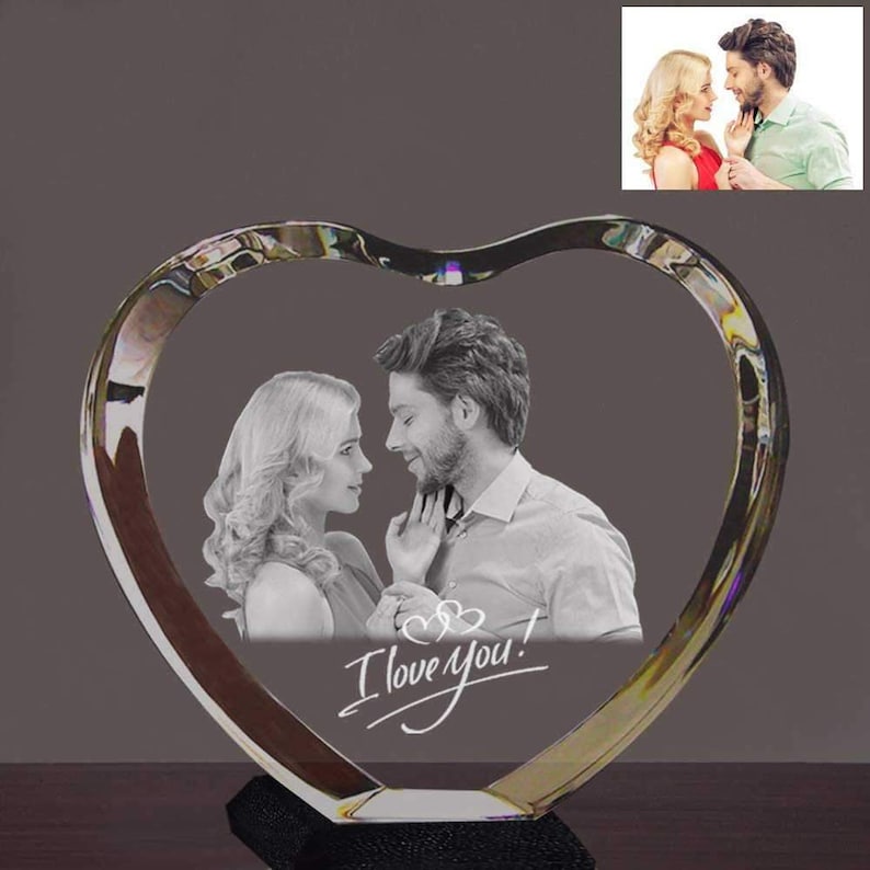Personalized Heart 2D Engraved With LED Crystal Max 40% OFF Base Cheap SALE Start