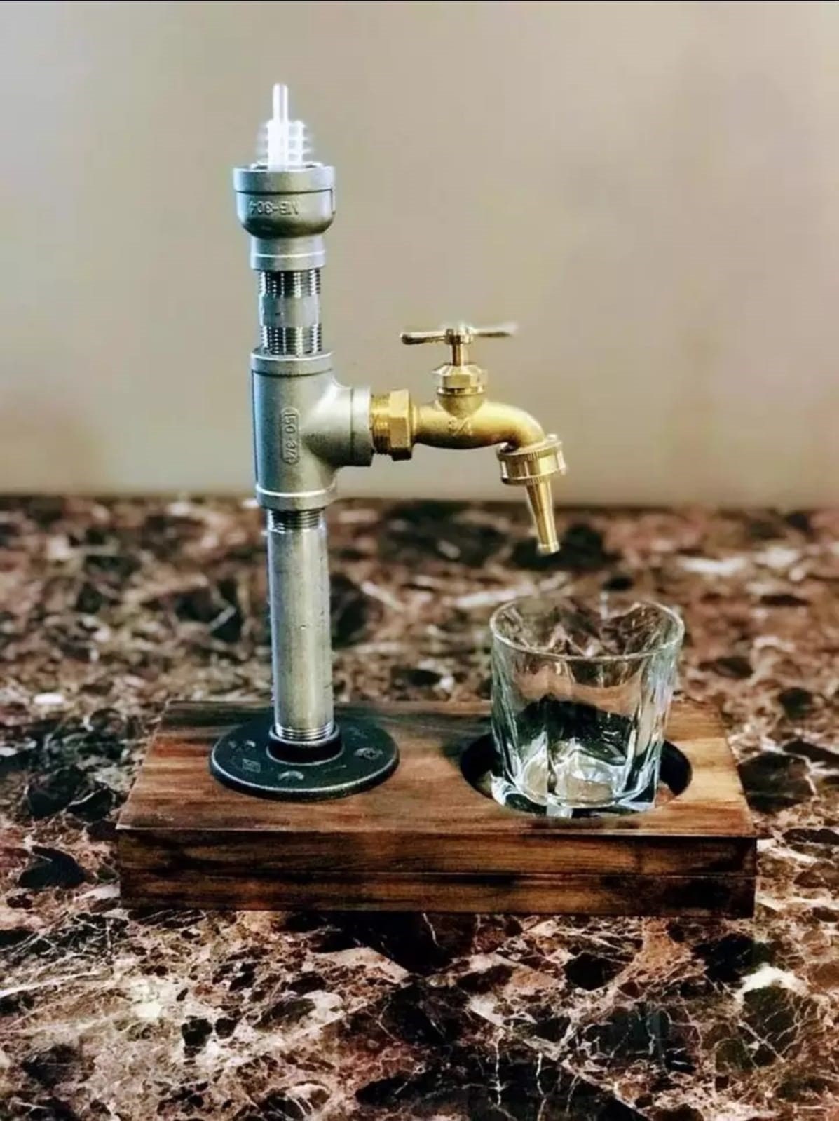 Wood and Brass Liquor Dispenser, Home Bar, Whiskey Gift, Fathers Day