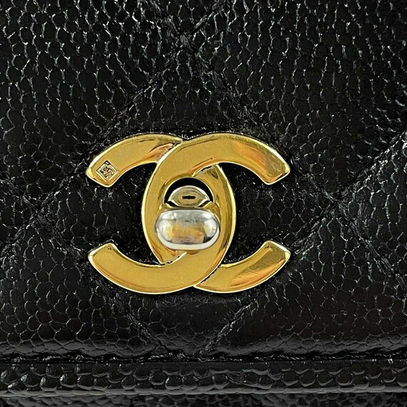 CHANEL - Vintage Large Quilted CC Caviar Kelly Fl… - image 10