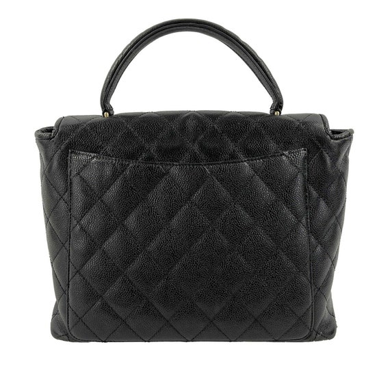 CHANEL - Vintage Large Quilted CC Caviar Kelly Fl… - image 6