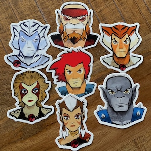 Thundercats - Lion-O, Cheetara, Panthro, Tygra, Pumyra, Bengali, Lynx-O [3 inch vinyl stickers ]