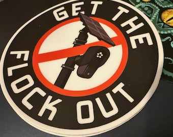 Pegatina de vinilo "Get The Flock Out" [círculo de 3 pulgadas]