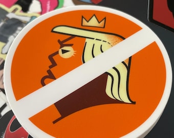 Pegatina de vinilo "No Orange Kings in America" (círculo de 3 pulgadas)