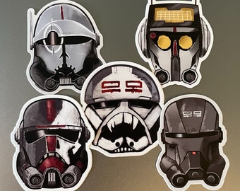 Bad Batch Hunter, Wrecker, Echo, Crosshair, Tech [3 inch Vinyl, Waterproof Sticker]