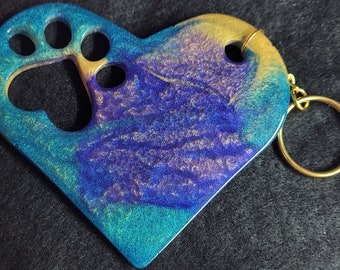 Big Heart w/ Paw Print Keychain