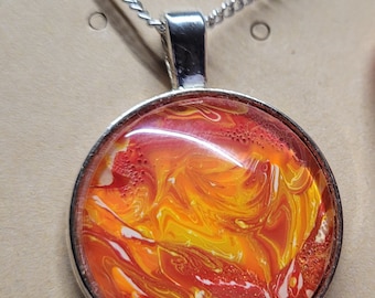 Red Sun Pendant Necklace