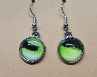 Green/White/Black Dangle Earrings