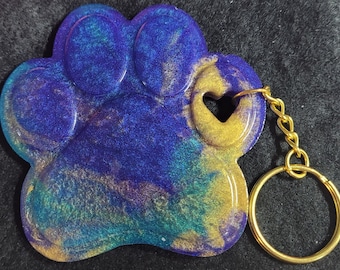 Big Paw Print w/ Heart Keychain